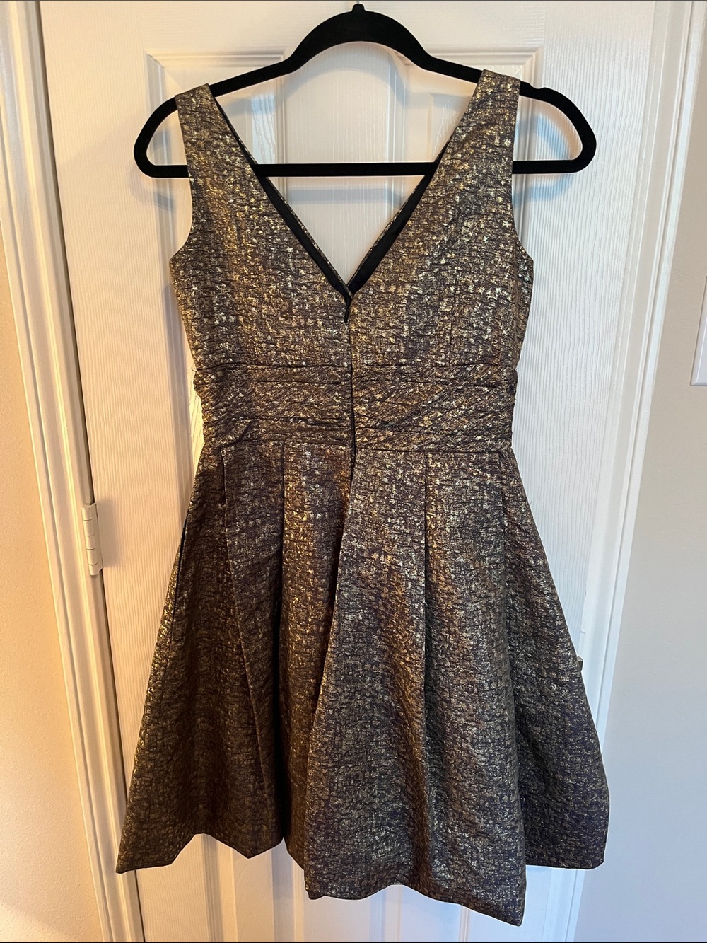 Theia Gold Foil Fit & Flair Dress - Picture 5 of 12